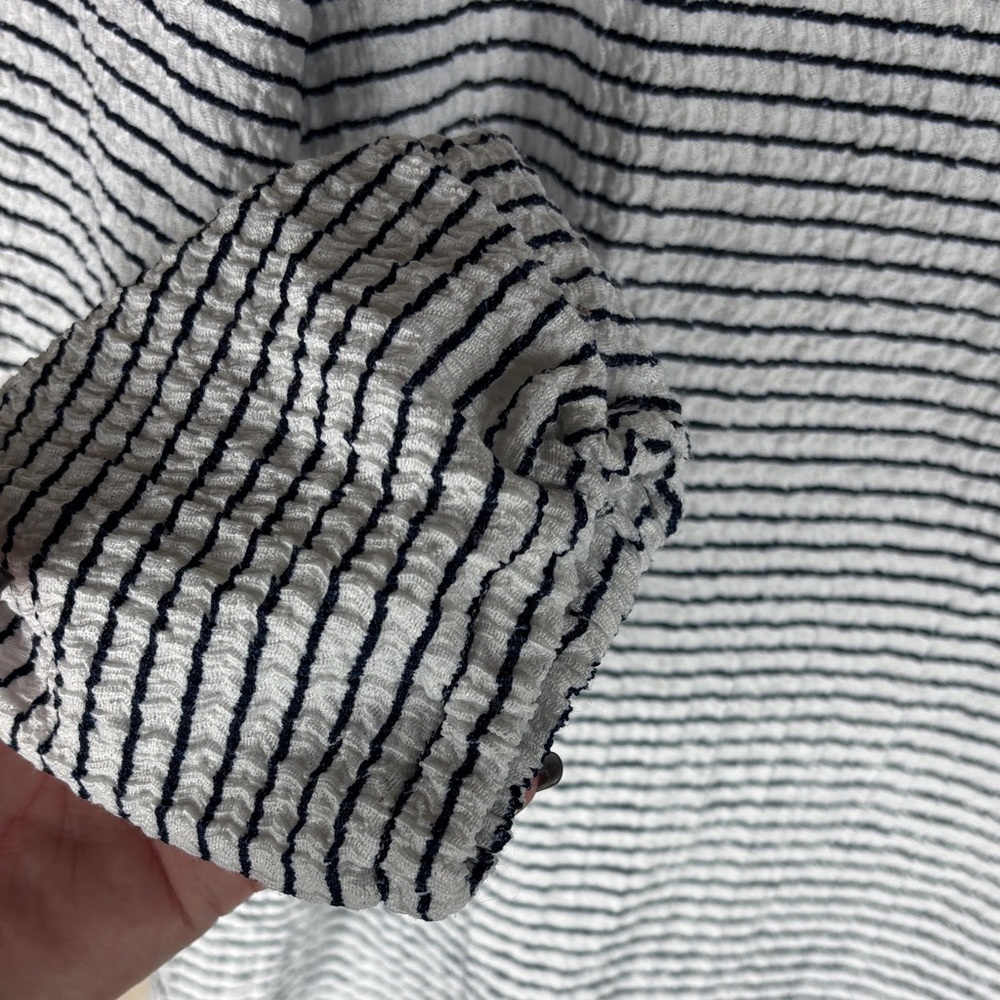 Loft navy blue -White Striped Long Sleeve Top Medium - Picture 5 of 8